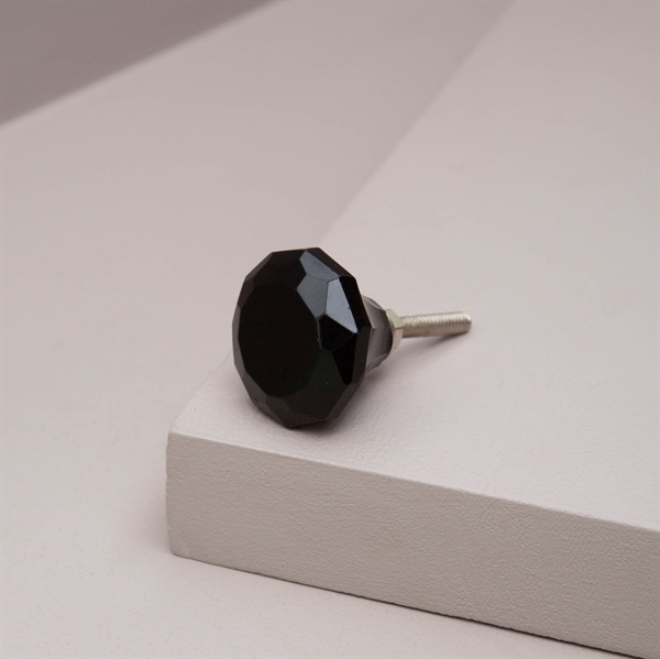 Black glass diamond knob Medium
